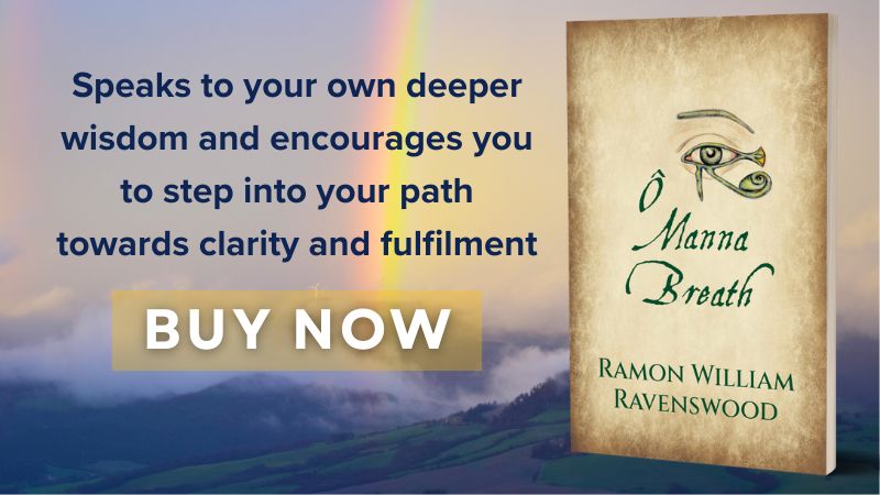 Book cover with mountains and sky background with rainbow. Link to purchase.